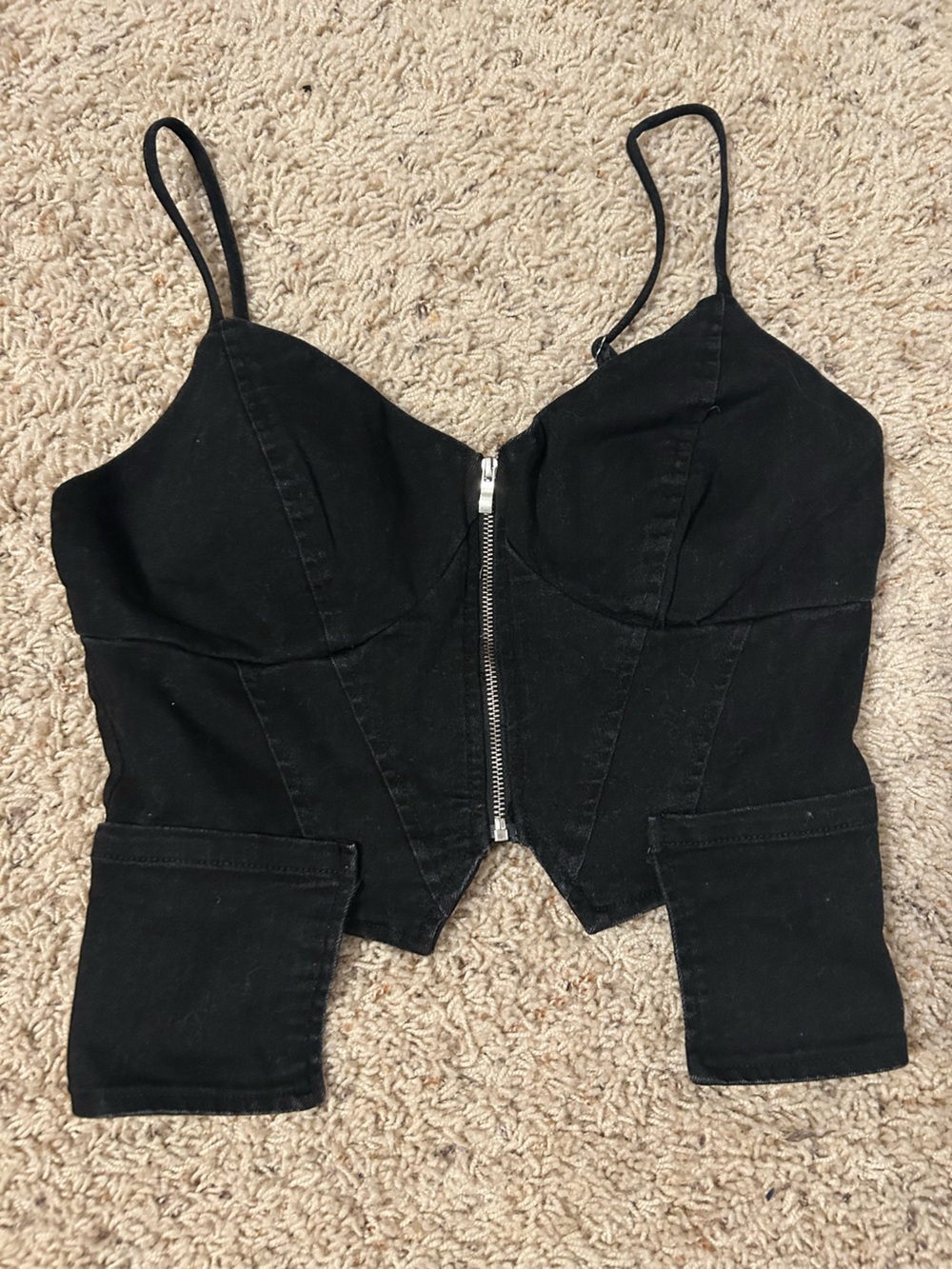 Black Zip-Front Bustier Top from Buckle